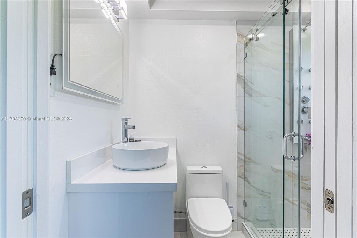 Bathroom, Glass Shower, Interior, Marble Walls