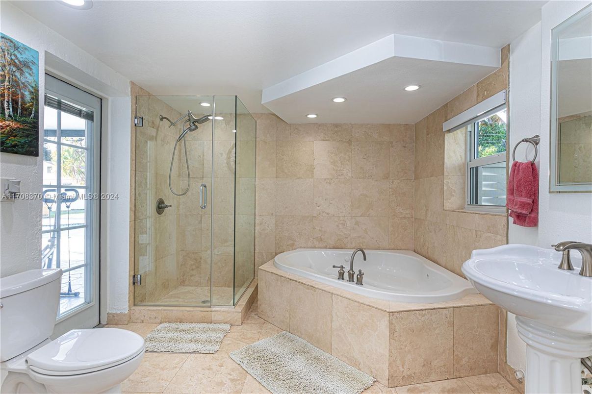 Bathroom, Glass Shower, Interior, Recessed Lighting