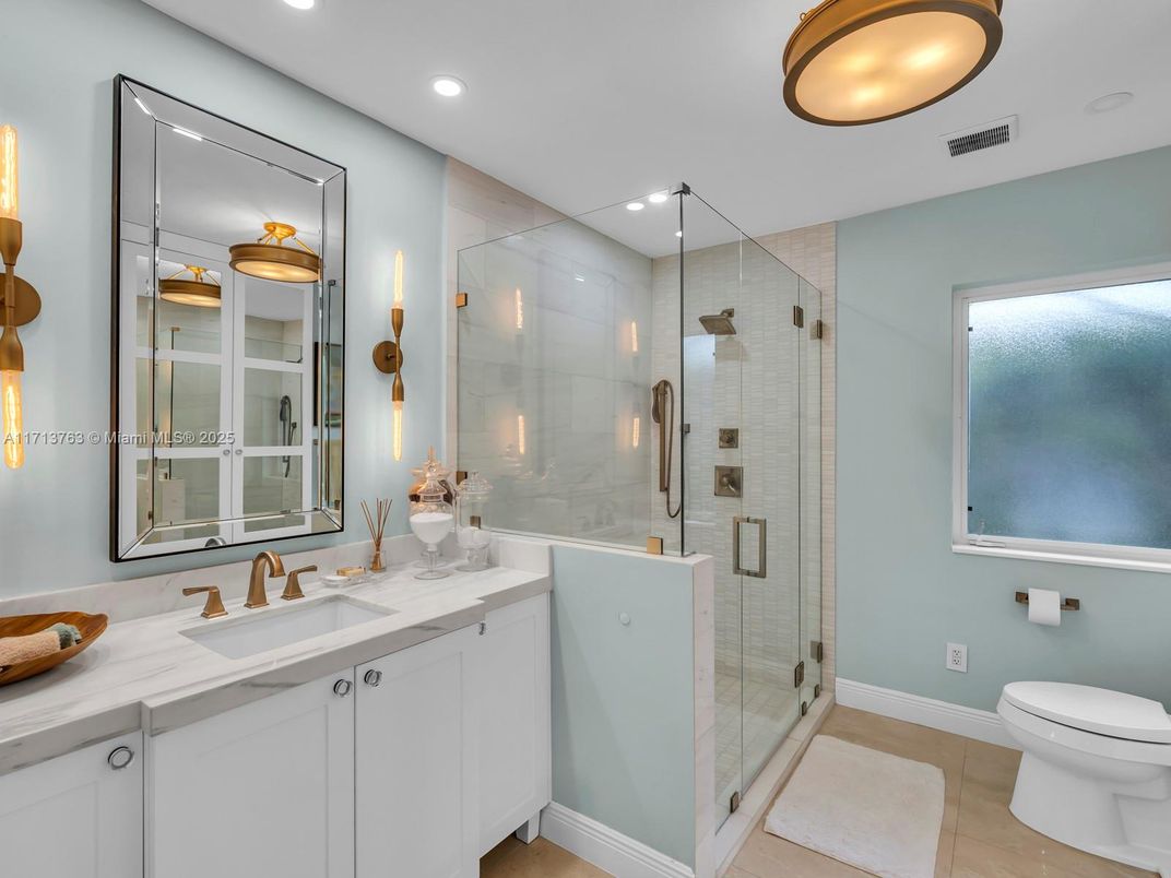 Bathroom, Dual Sink Vanities, Glass Shower, Interior, Recessed Lighting