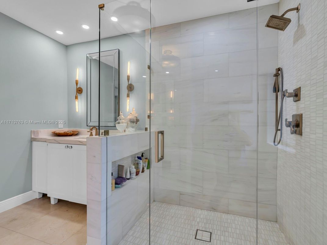Bathroom, Glass Shower, Interior, Recessed Lighting