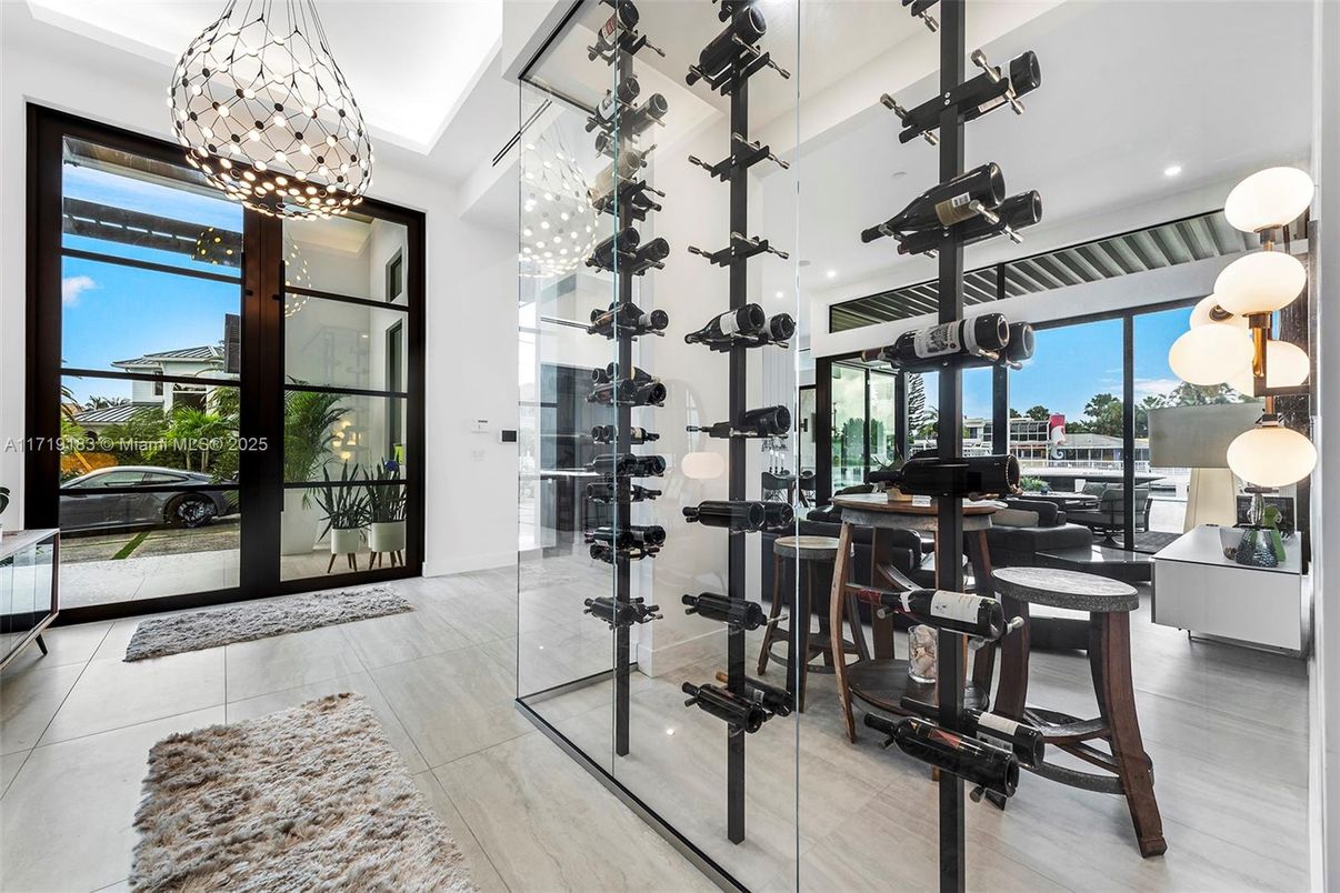 Interior, Pendant Lights, Recessed Lighting, Wine Storage, Wood Texture Flooring