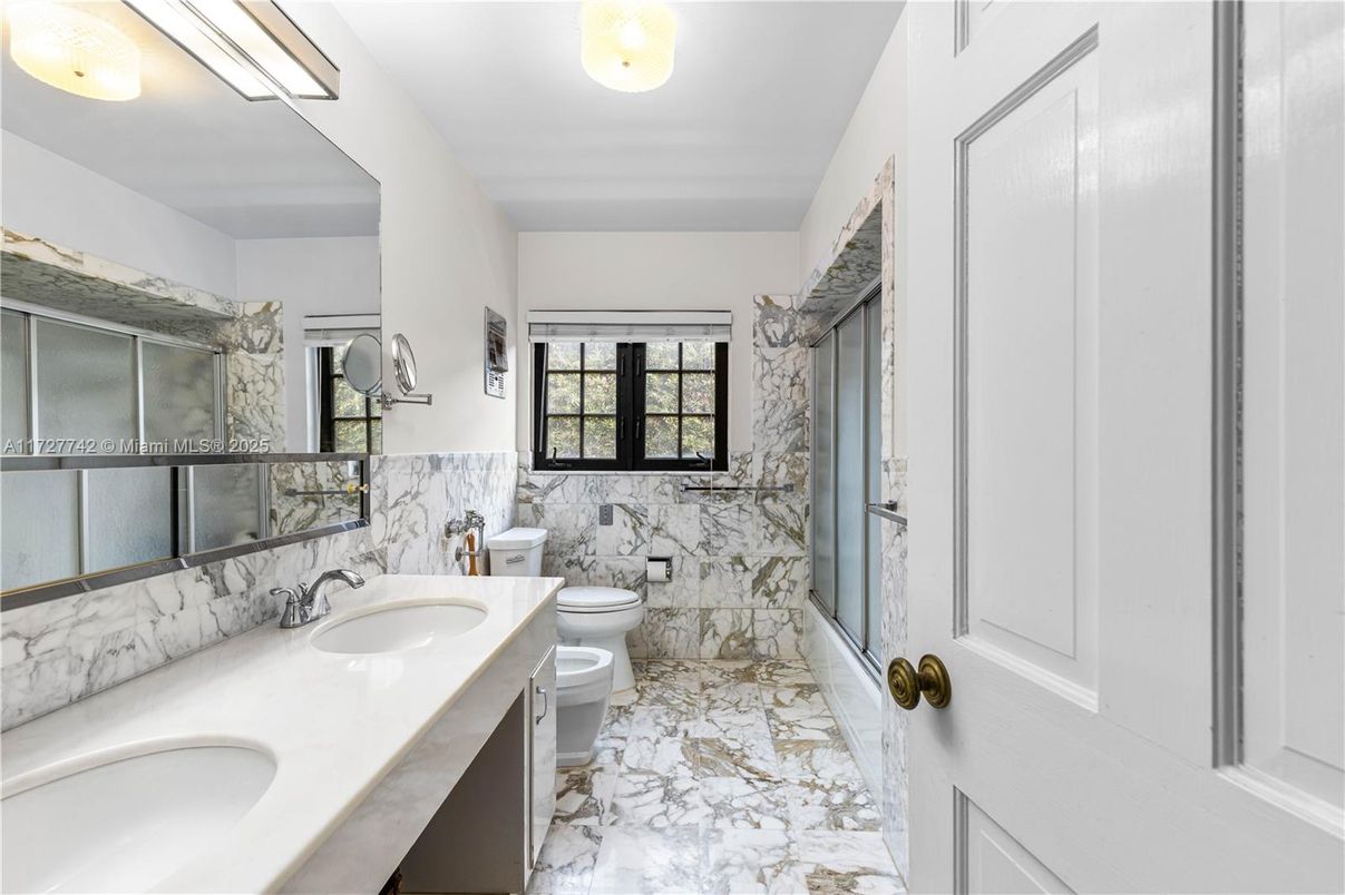 Bathroom, Dual Sink Vanities, Interior, Marble, Marble Walls