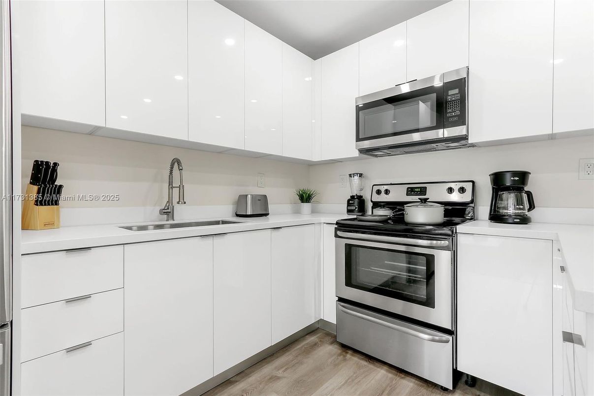 Interior, Kitchen, Stainless Steel Appliances, Wood Texture Flooring