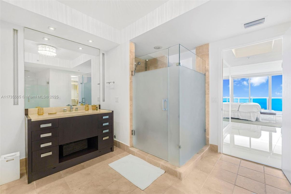Bathroom, Glass Shower, Interior, Recessed Lighting, Water