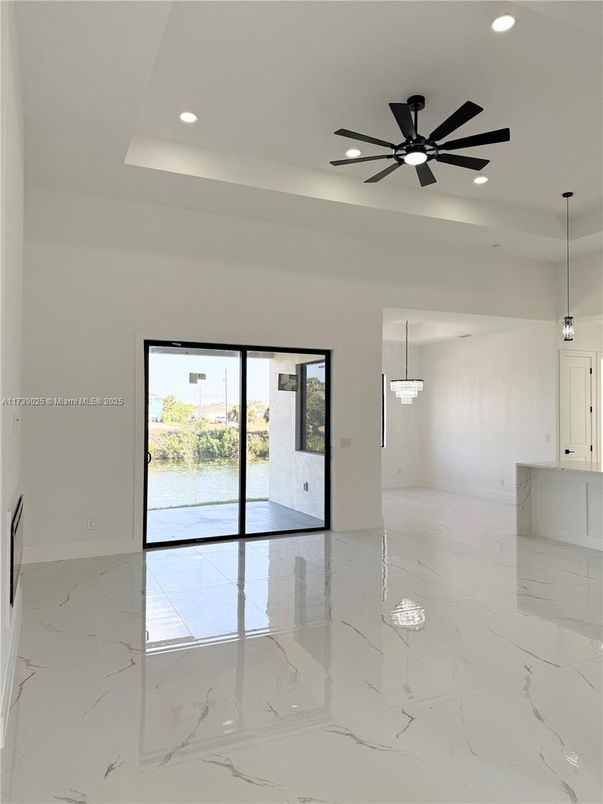 Chandelier, Empty room, Interior, Marble, Pendant Lights, Recessed Lighting