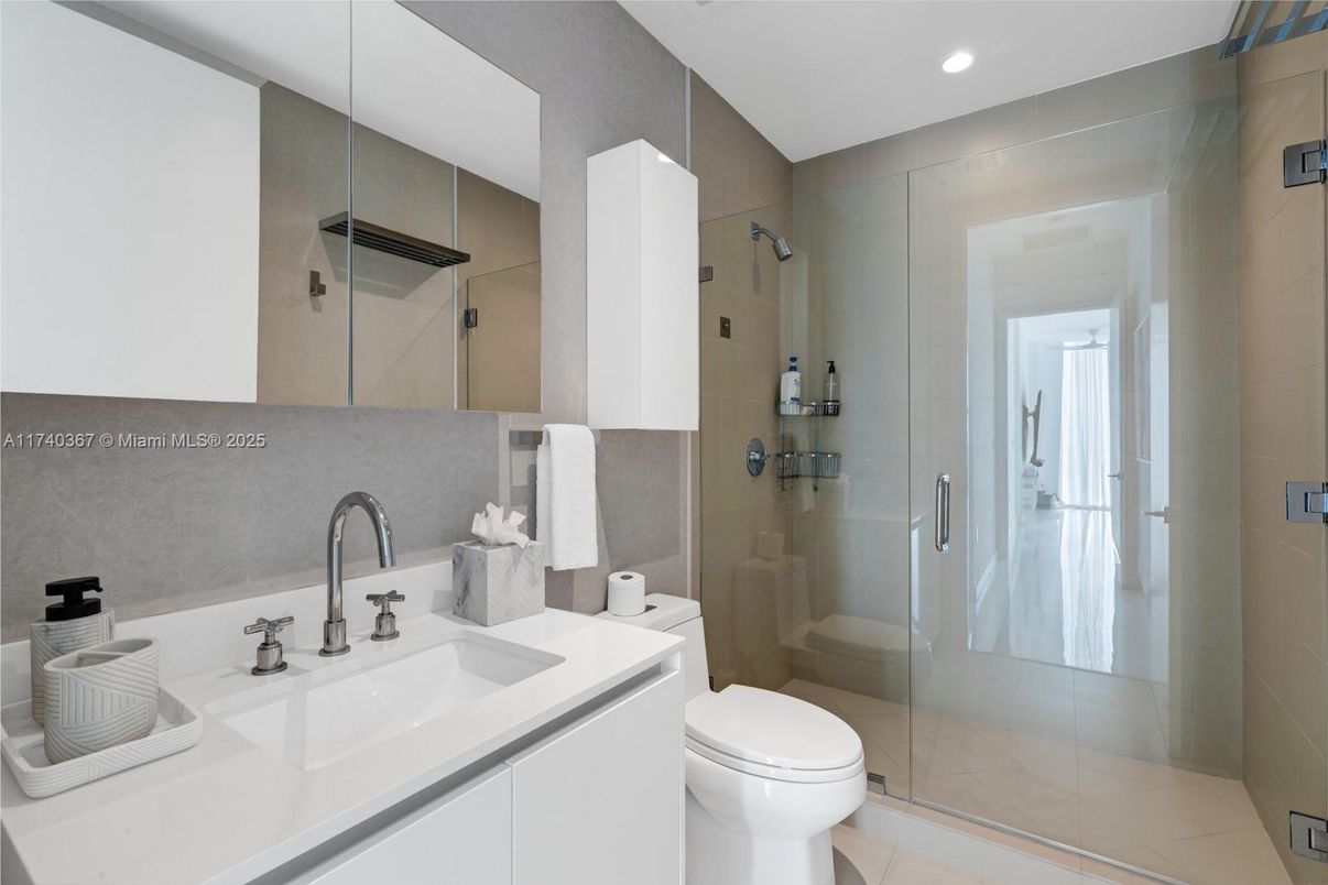 Bathroom, Glass Shower, Interior, Recessed Lighting