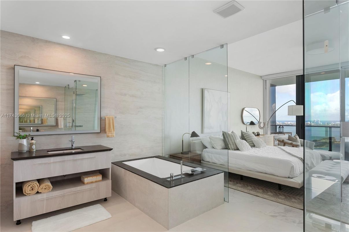 Bathroom, Bedroom, Glass Shower, Interior, Marble, Recessed Lighting, Water