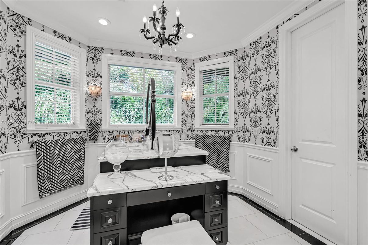 Bathroom, Chandelier, Interior, Recessed Lighting