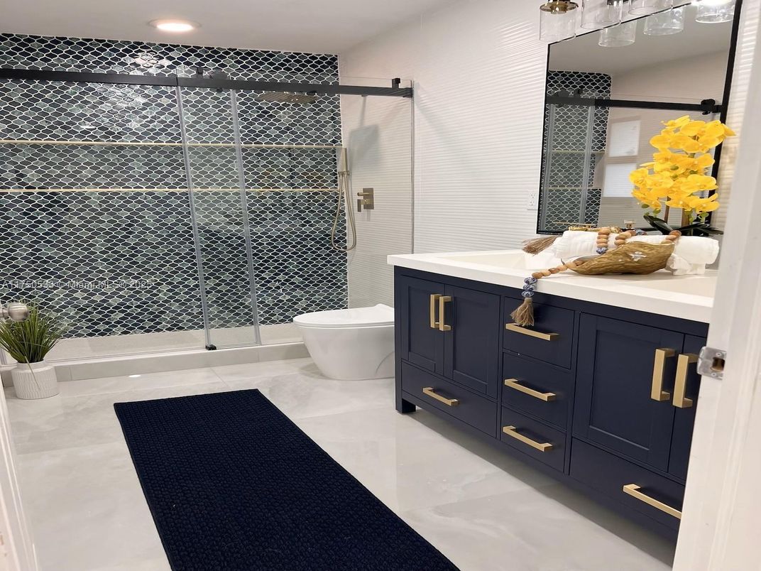 Bathroom, Glass Shower, Interior, Recessed Lighting