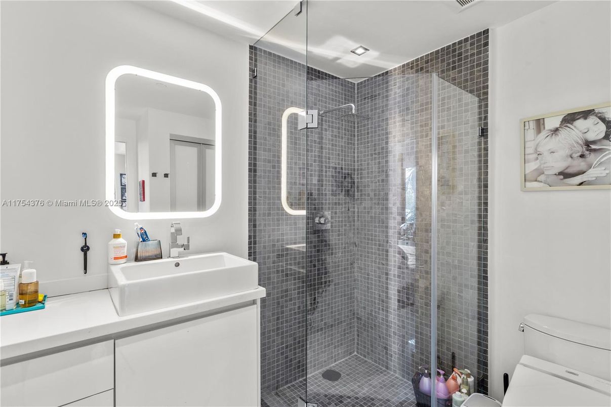 Bathroom, Glass Shower, Interior, Recessed Lighting