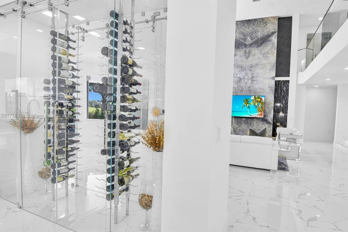 Interior, Living room, Marble, Recessed Lighting, Wine Storage