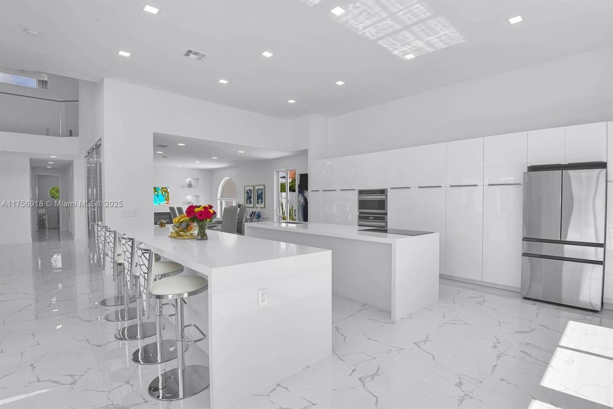 Interior, Kitchen, Marble, Recessed Lighting, Stainless Steel Appliances
