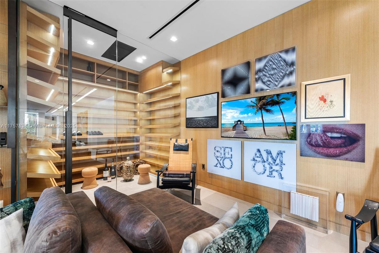 Interior, Living room, Recessed Lighting, Wooden Walls