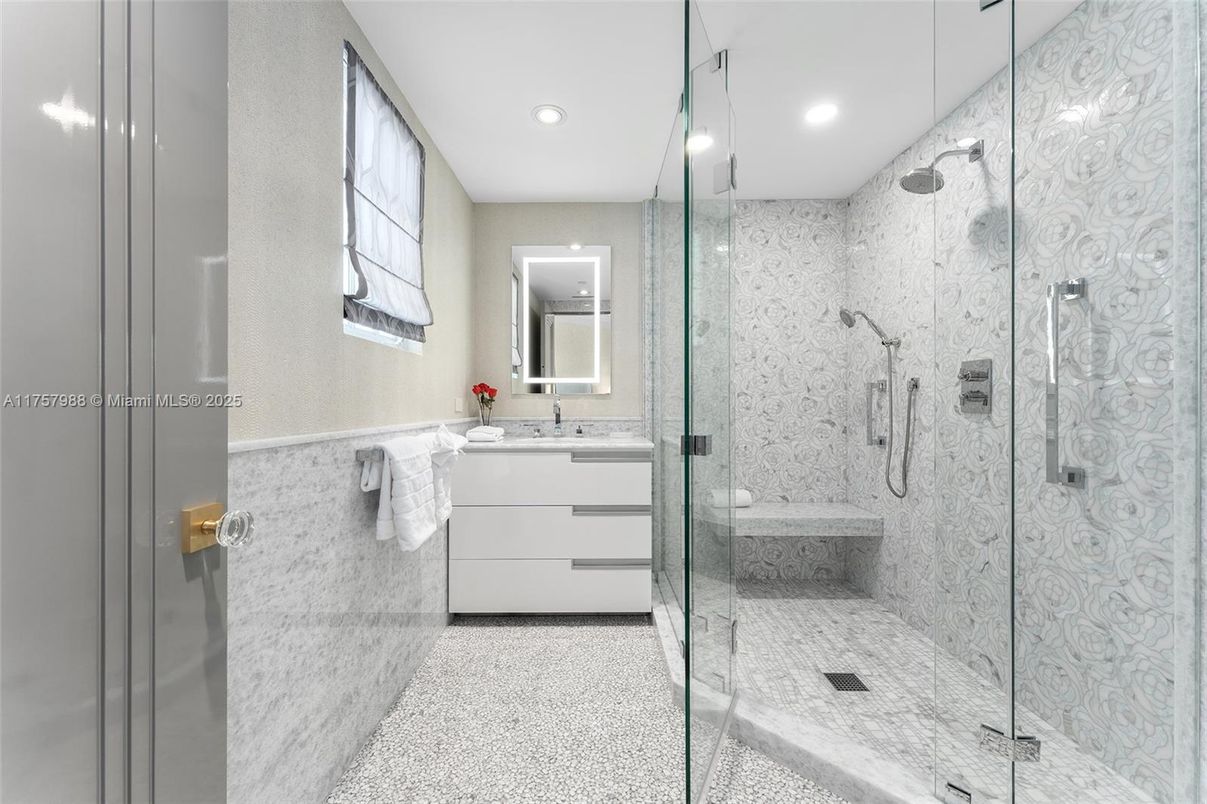 Bathroom, Glass Shower, Interior, Recessed Lighting