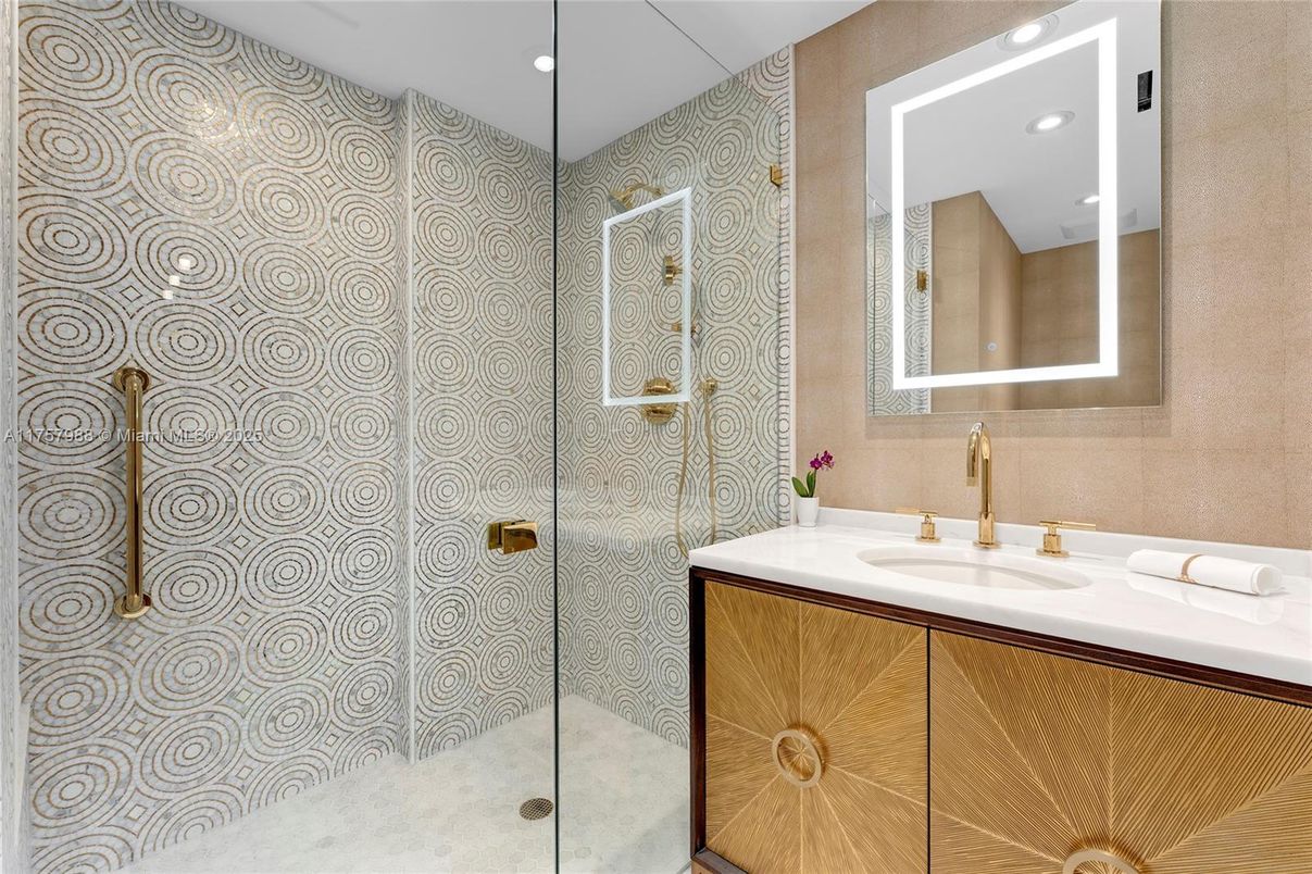 Bathroom, Glass Shower, Interior, Recessed Lighting