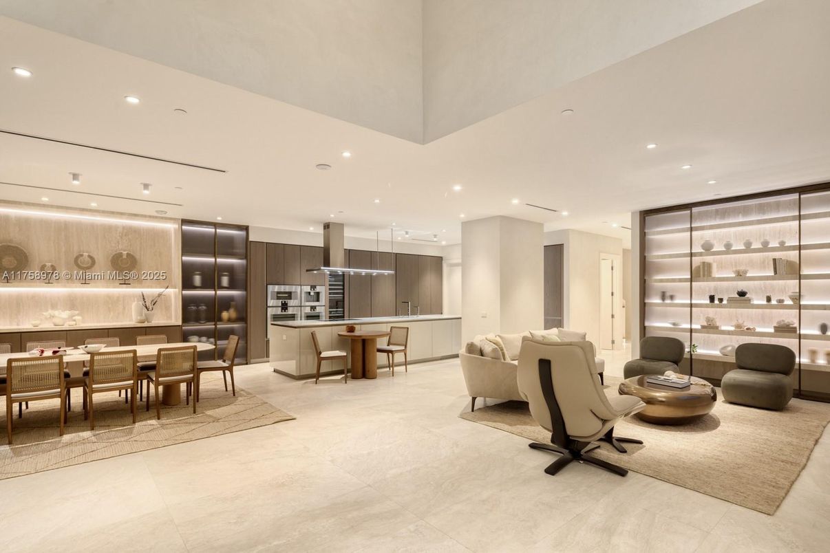 Dining room, Interior, Kitchen, Living room, Recessed Lighting, Stainless Steel Appliances