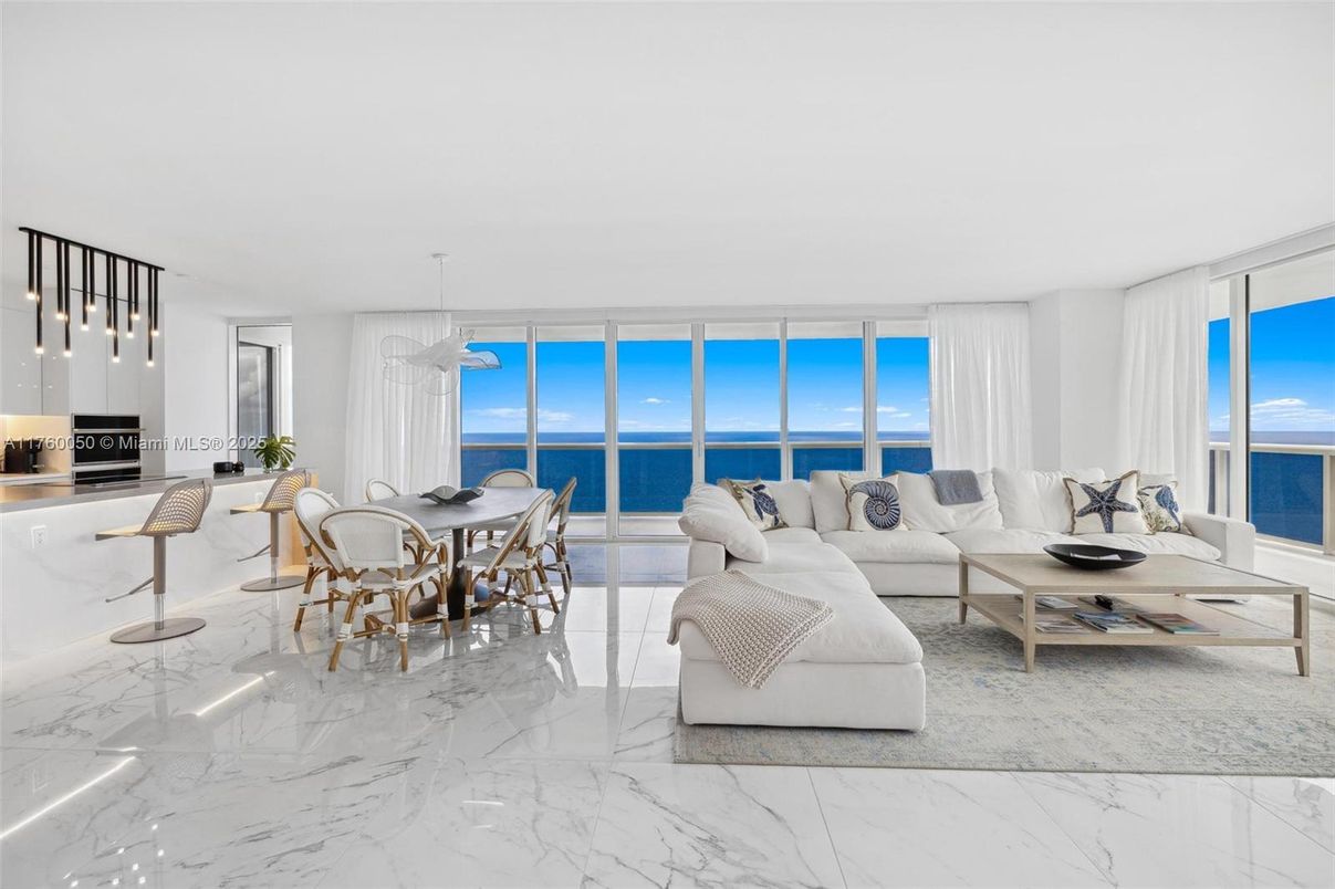 Dining room, Interior, Living room, Marble, Pendant Lights, Water