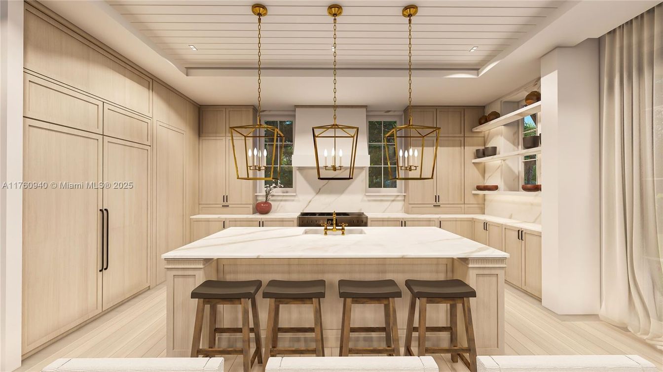 Interior, Kitchen, Pendant Lights, Recessed Lighting, Wood Texture Flooring