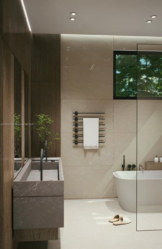 Bathroom, Free Standing Baths, Interior, Recessed Lighting