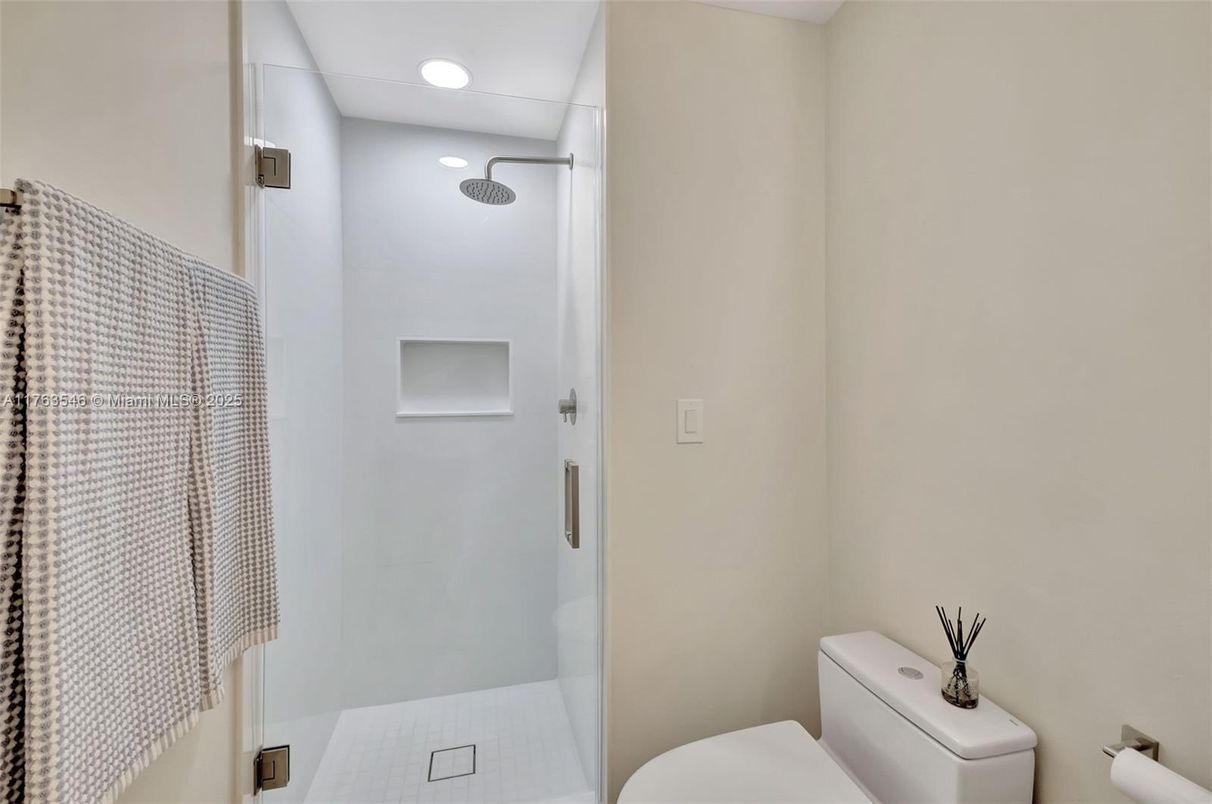 Bathroom, Glass Shower, Interior, Recessed Lighting