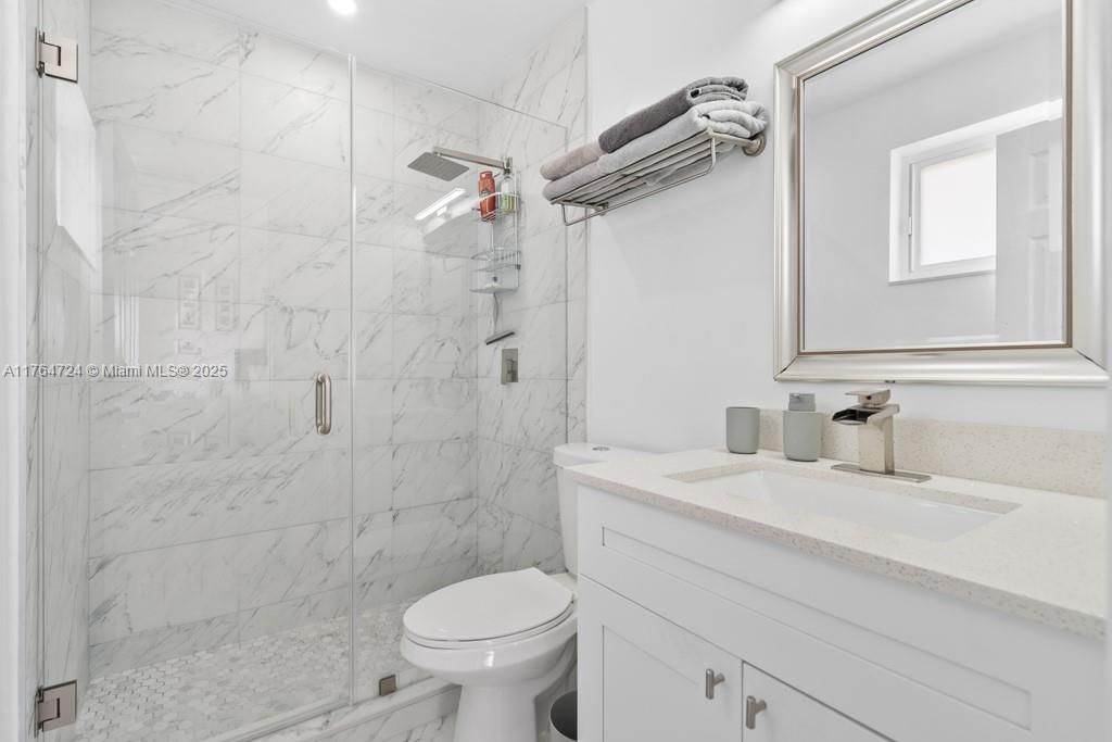 Bathroom, Glass Shower, Interior, Marble Walls, Recessed Lighting