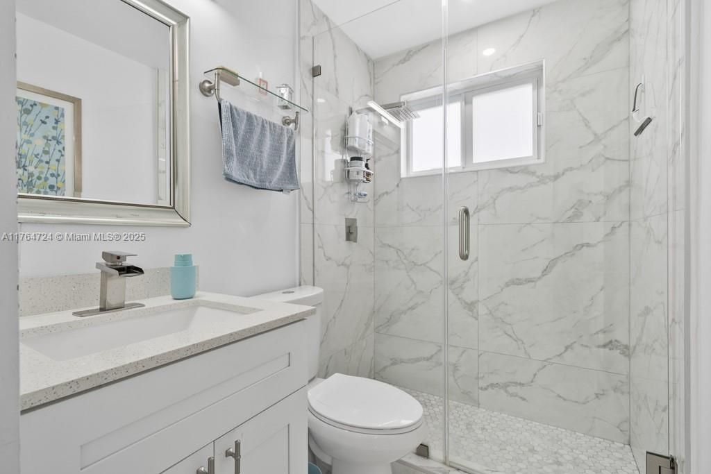 Bathroom, Glass Shower, Interior, Marble Walls, Recessed Lighting
