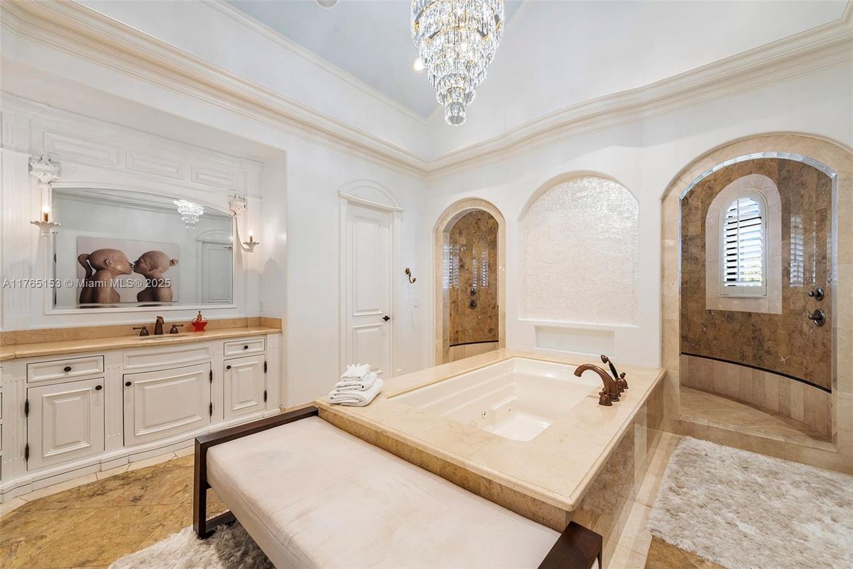 Bathroom, Chandelier, Interior