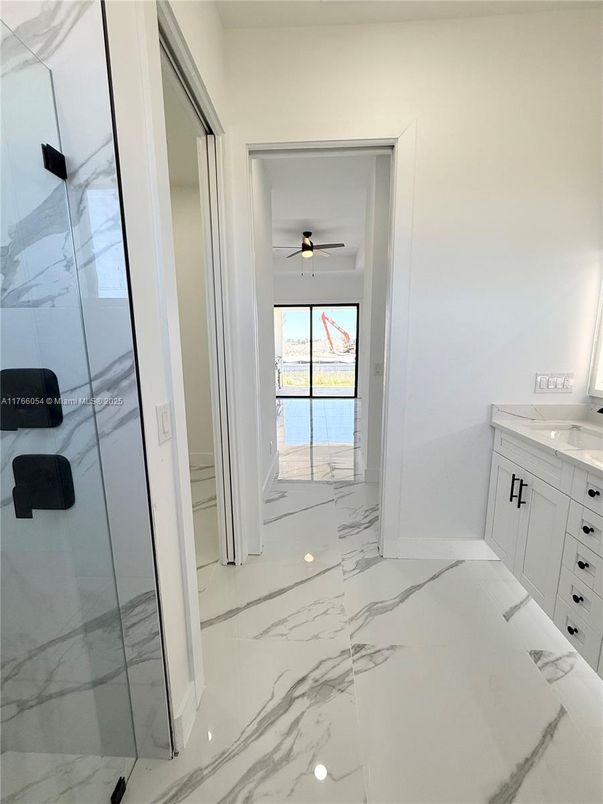 Bathroom, Glass Shower, Interior, Marble