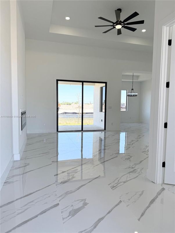 Empty room, Interior, Marble, Pendant Lights, Recessed Lighting