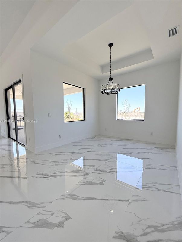Empty room, Interior, Marble, Pendant Lights