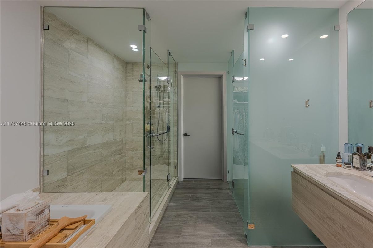 Bathroom, Glass Shower, Interior, Recessed Lighting