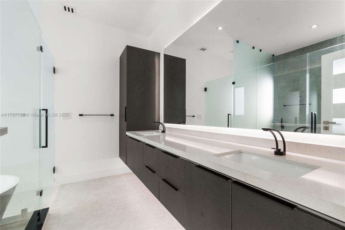Bathroom, Dual Sink Vanities, Glass Shower, Interior, Recessed Lighting