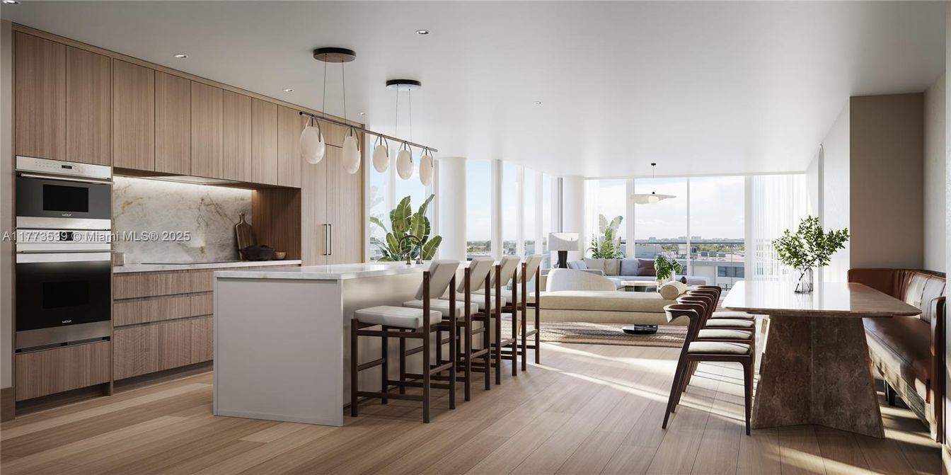 Interior, Kitchen, Living room, Pendant Lights, Recessed Lighting, Stainless Steel Appliances, Wood Texture Flooring