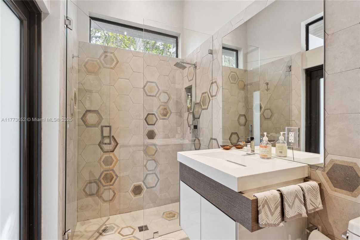 Bathroom, Glass Shower, Interior, Stone Walls