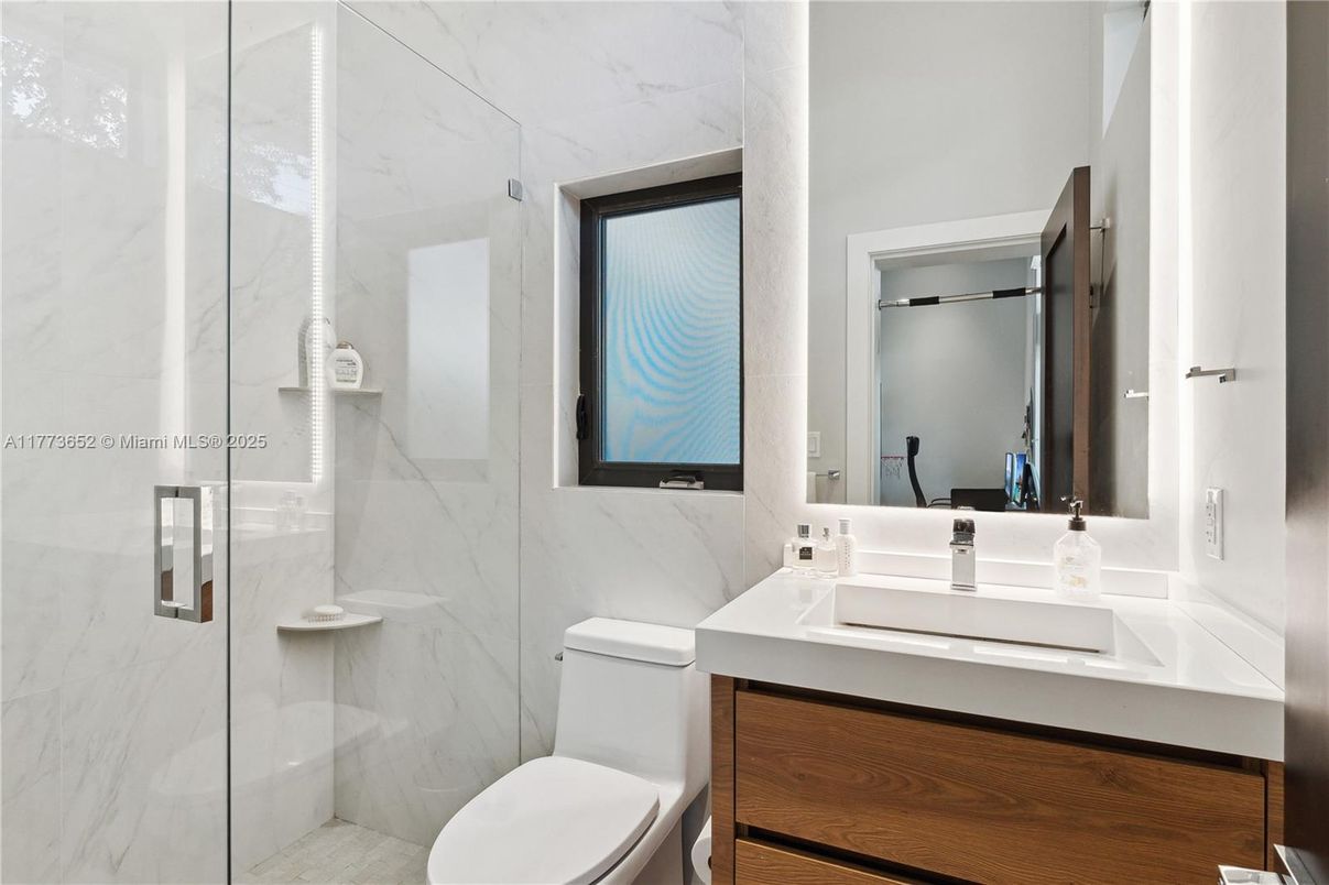 Bathroom, Glass Shower, Interior, Marble Walls