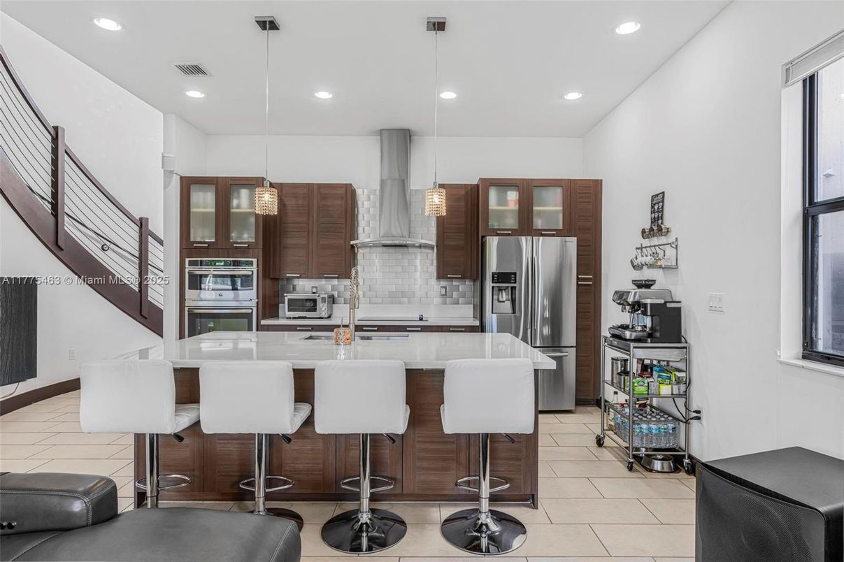 Interior, Kitchen, Pendant Lights, Recessed Lighting, Stainless Steel Appliances