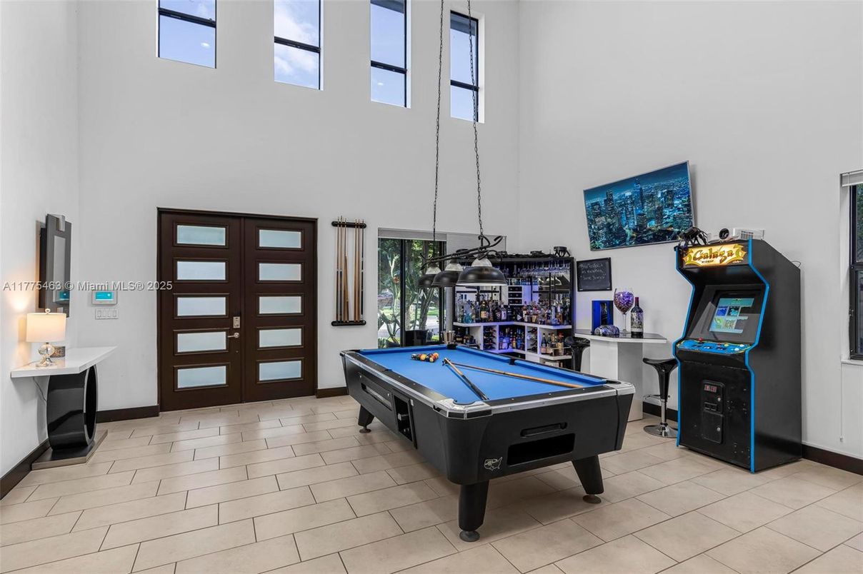 Billiard Table, Game Room, Interior, Pendant Lights