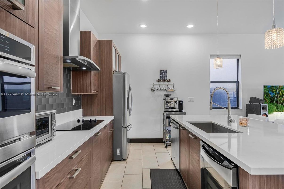 Interior, Kitchen, Pendant Lights, Recessed Lighting, Stainless Steel Appliances