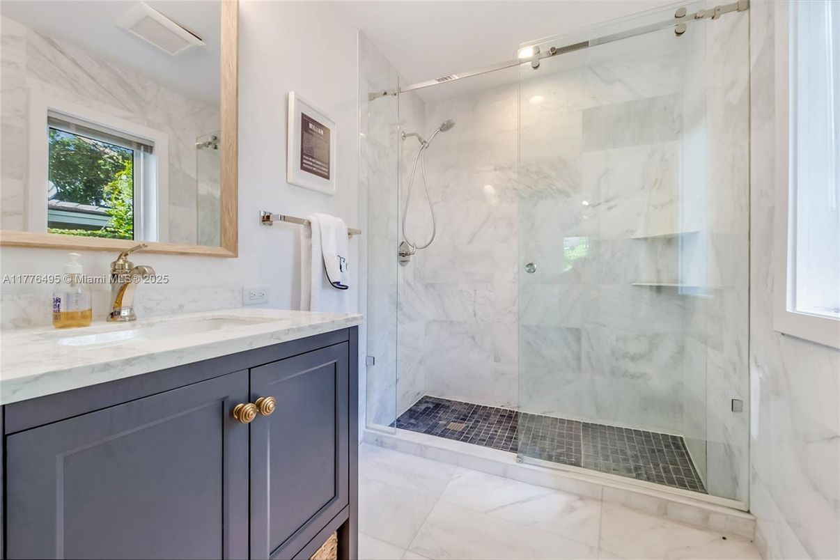 Bathroom, Glass Shower, Interior, Marble, Marble Walls