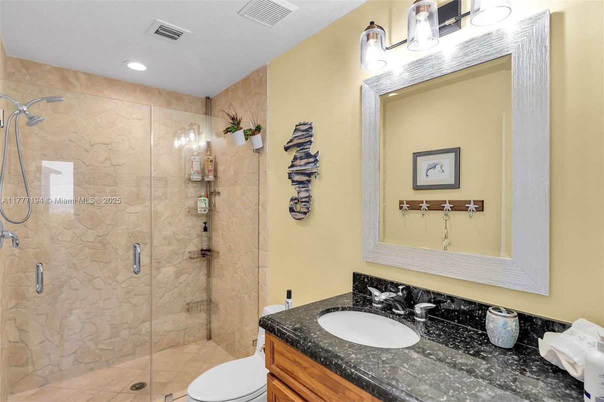 Bathroom, Glass Shower, Interior, Recessed Lighting