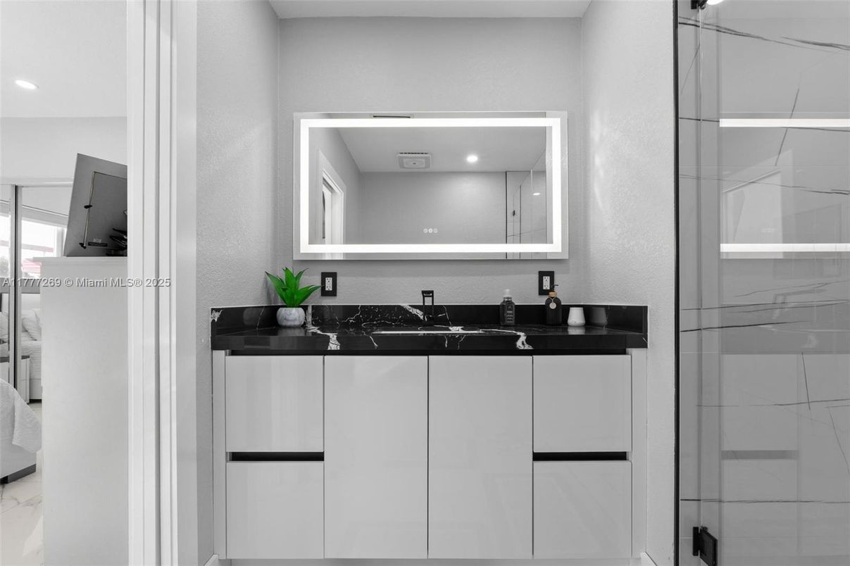 Bathroom, Glass Shower, Interior, Recessed Lighting