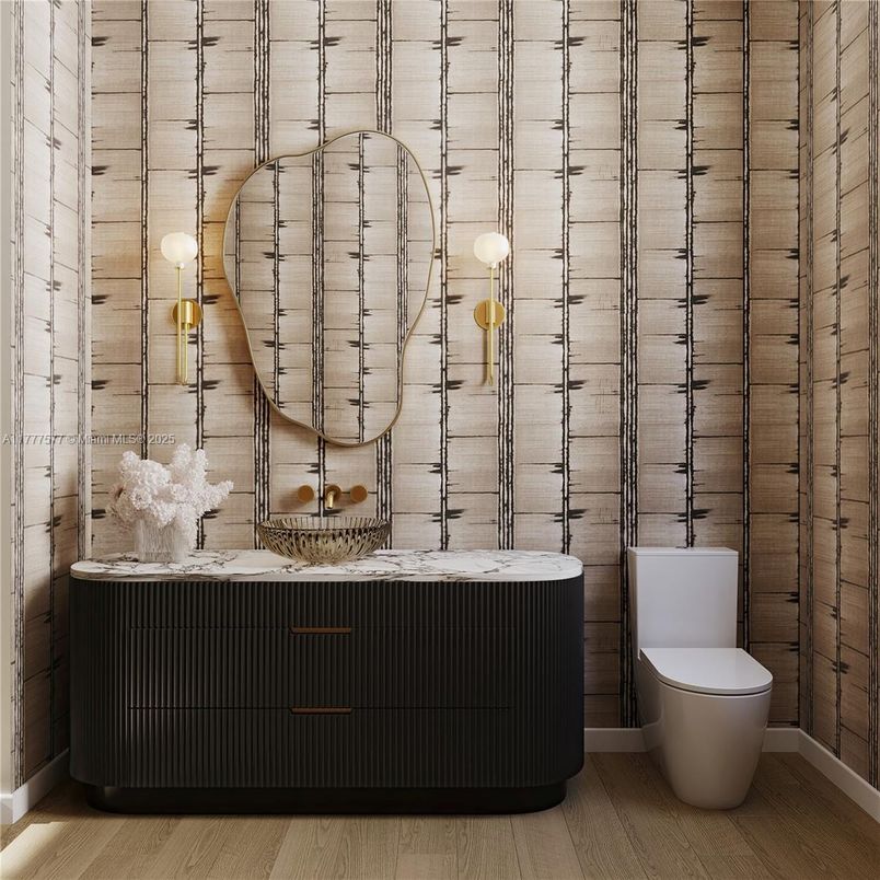 Bathroom, Interior, Wood Texture Flooring, Wooden Walls