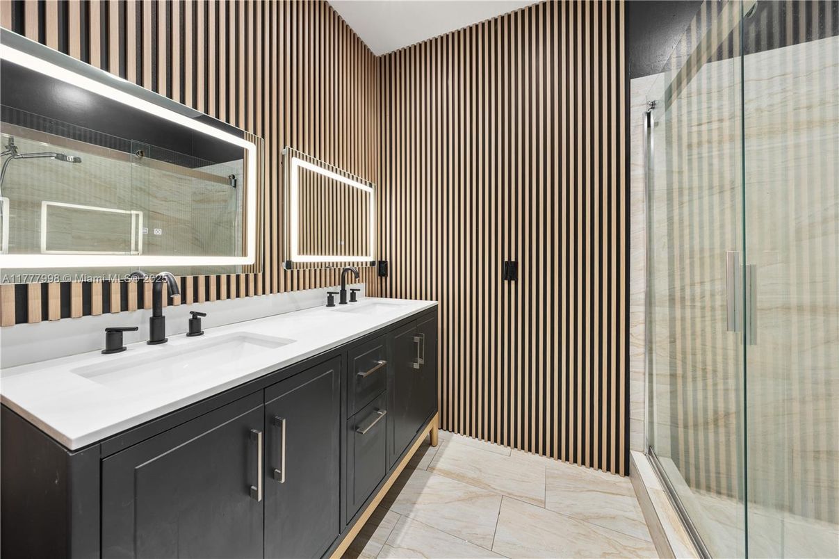 Bathroom, Dual Sink Vanities, Glass Shower, Interior