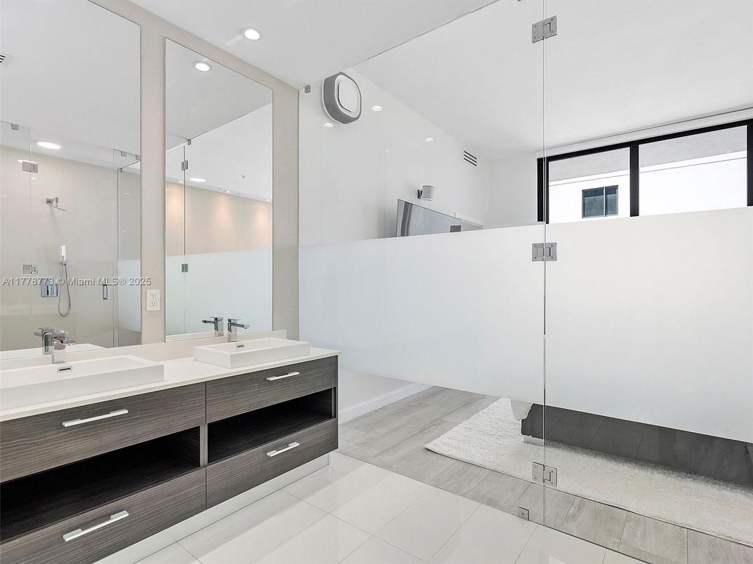 Bathroom, Dual Sink Vanities, Glass Shower, Interior, Recessed Lighting