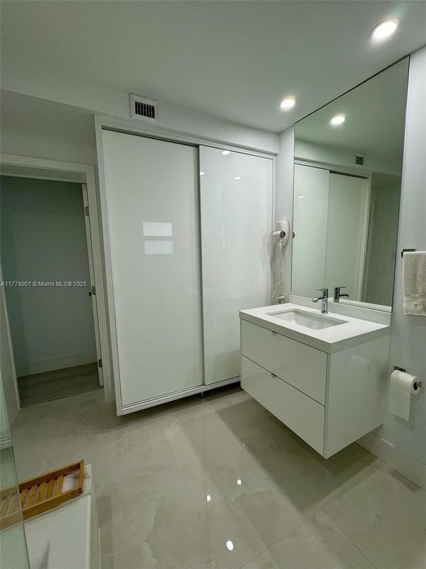 Bathroom, Dual Sink Vanities, Glass Shower, Interior, Recessed Lighting