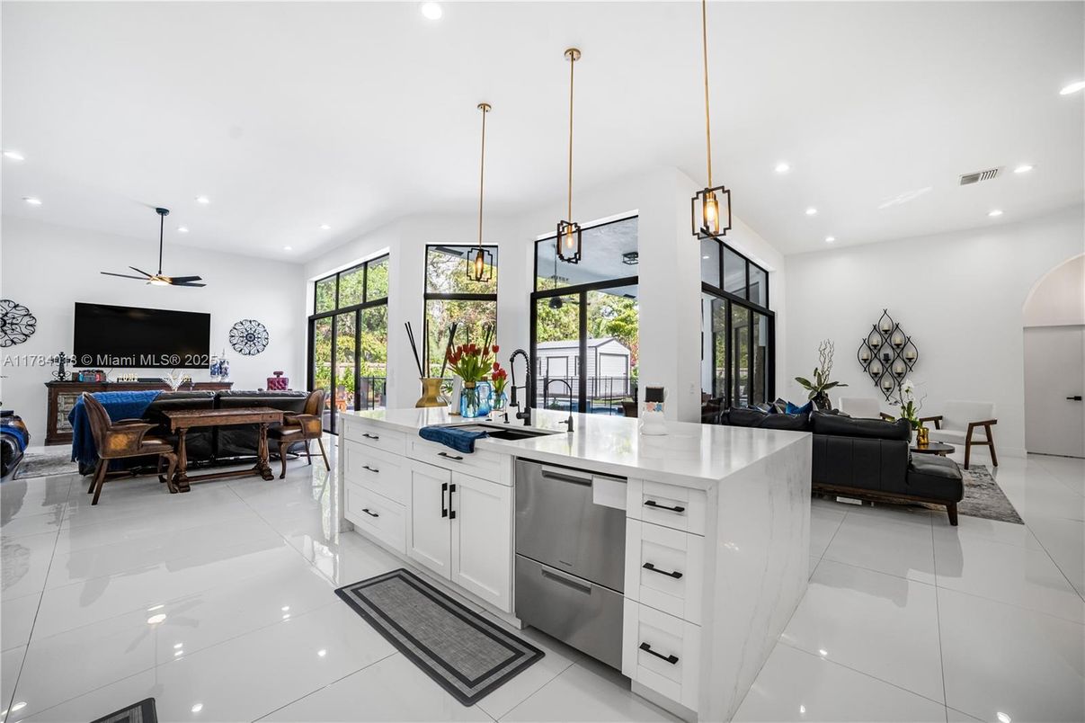 Dining room, Interior, Kitchen, Living room, Pendant Lights, Recessed Lighting