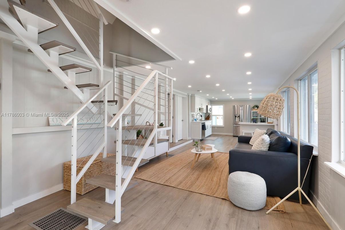 Interior, Living room, Recessed Lighting, Wood Texture Flooring