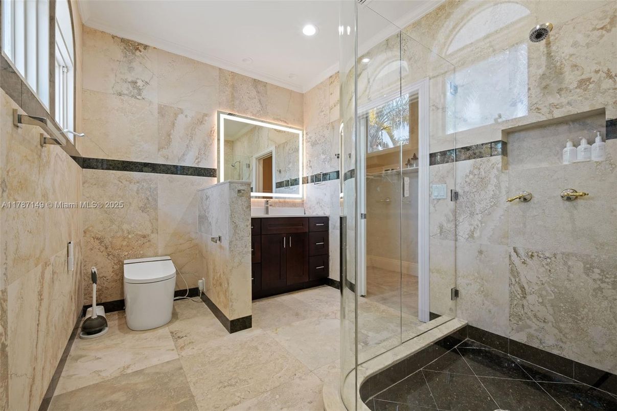 Bathroom, Glass Shower, Interior, Recessed Lighting