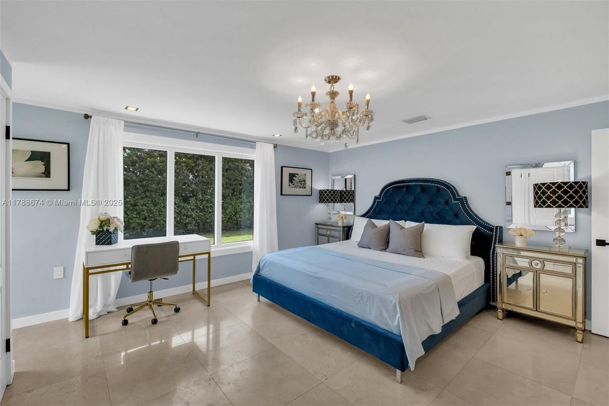 Bedroom, Chandelier, Home Office, Interior, Recessed Lighting