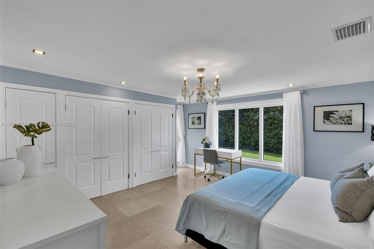 Bedroom, Chandelier, Interior, Recessed Lighting
